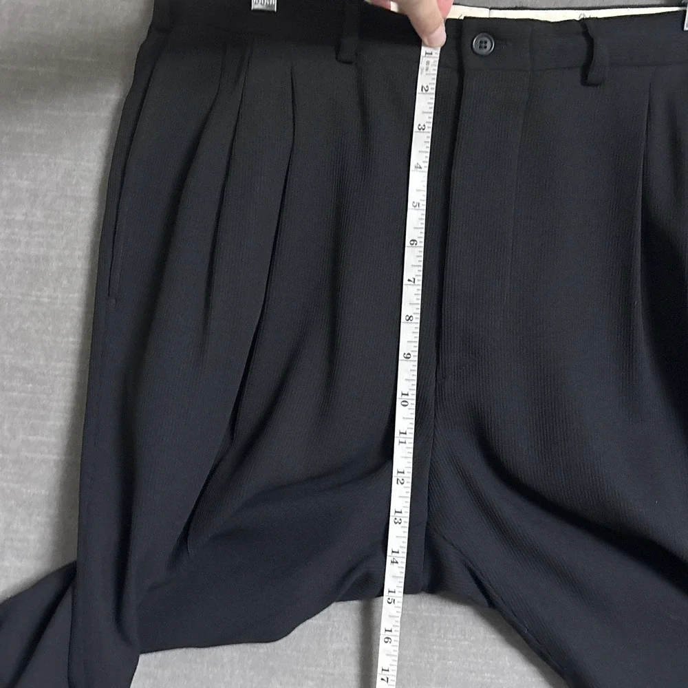 Vintage Shamask Suit 44R 34x30 Black Wool Italy Triple Pleat Baggy 90s y2k 3Btn